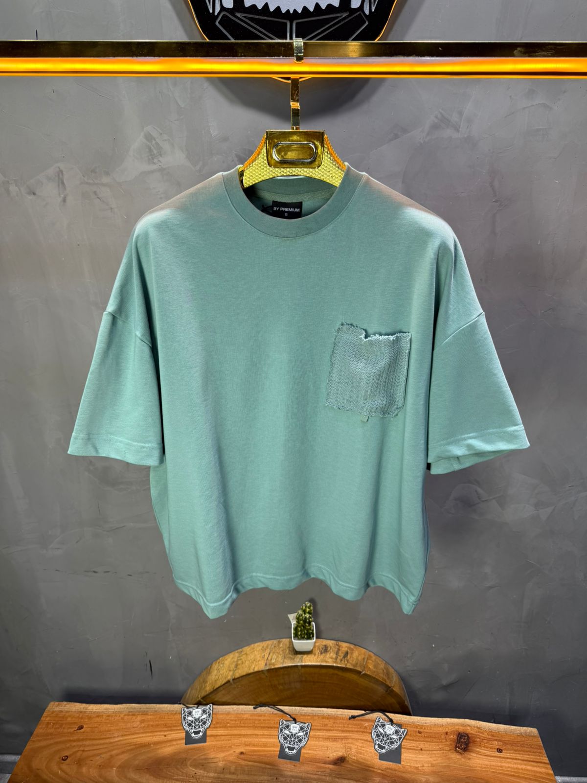 T-Shirt Oversize vert – Poche Denim AJ6368 - ZG PREMIUM