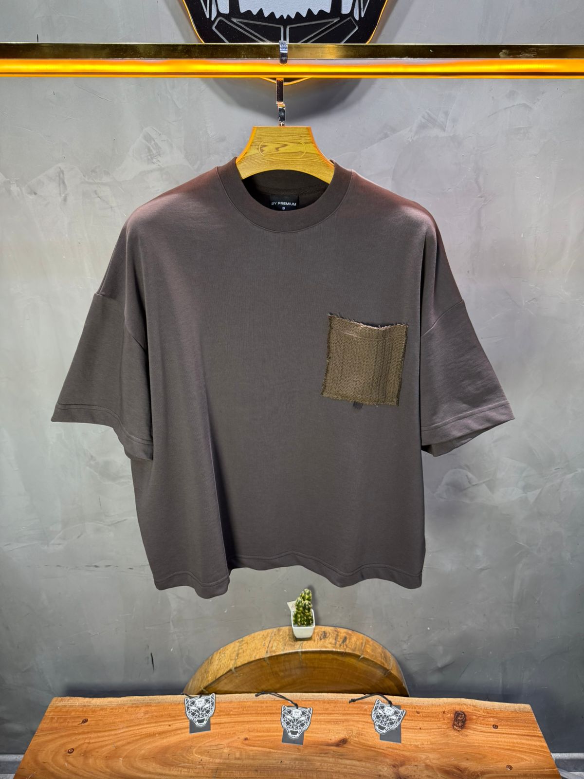T-Shirt Oversize brown – Poche Denim AJ6368 - ZG PREMIUM