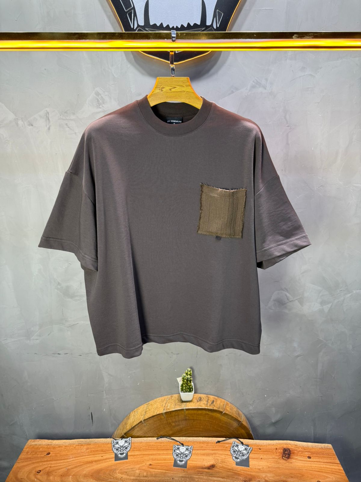 T-Shirt Oversize brown – Poche Denim AJ6368 - ZG PREMIUM
