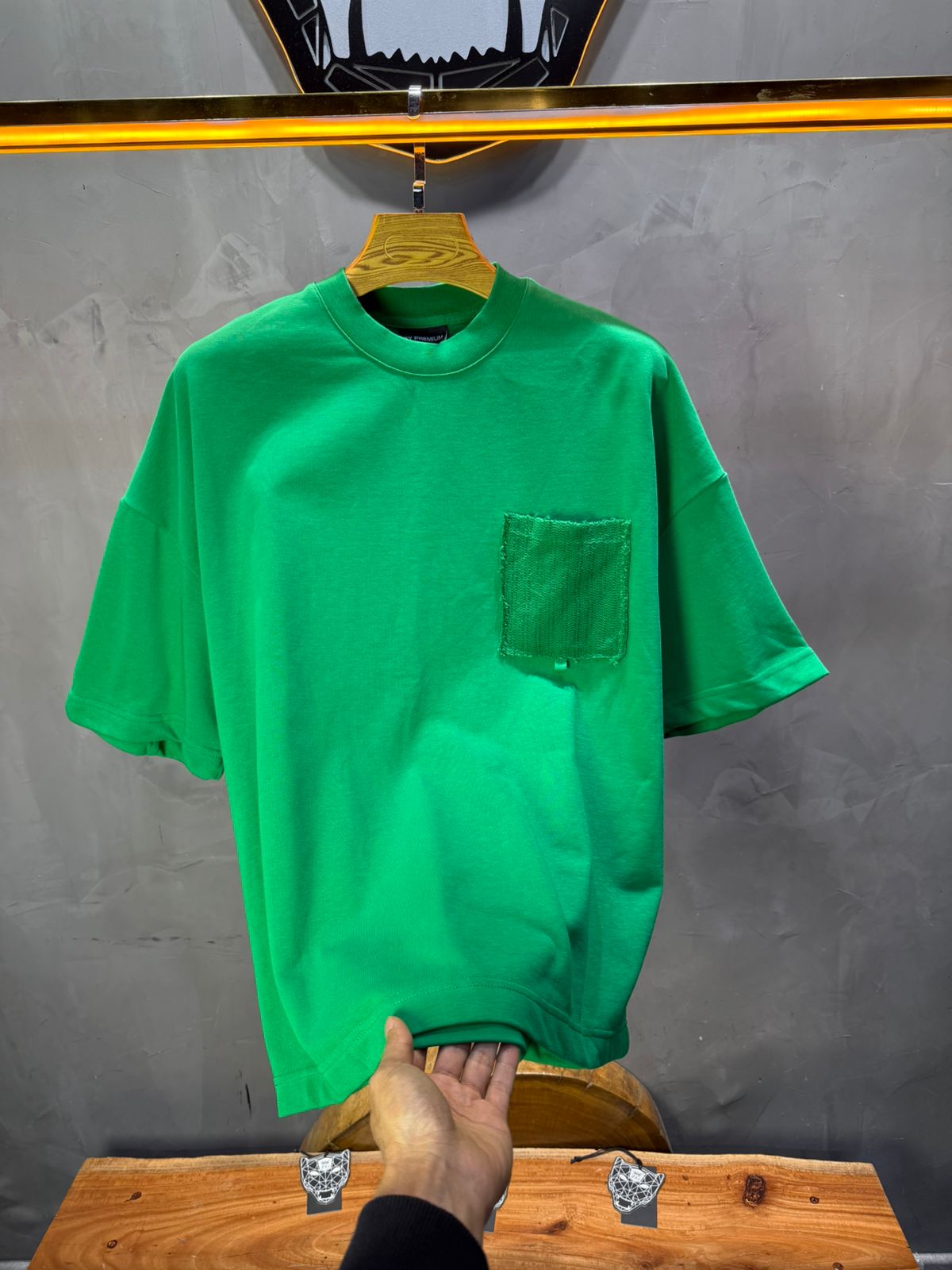 T-Shirt Oversize vert – Poche Denim AJ6368 - ZG PREMIUM