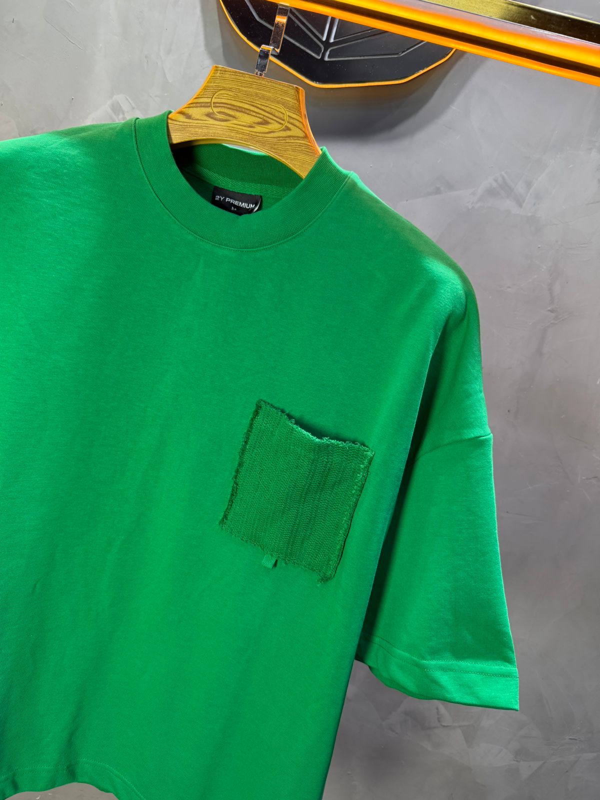 T-Shirt Oversize vert – Poche Denim AJ6368 - ZG PREMIUM
