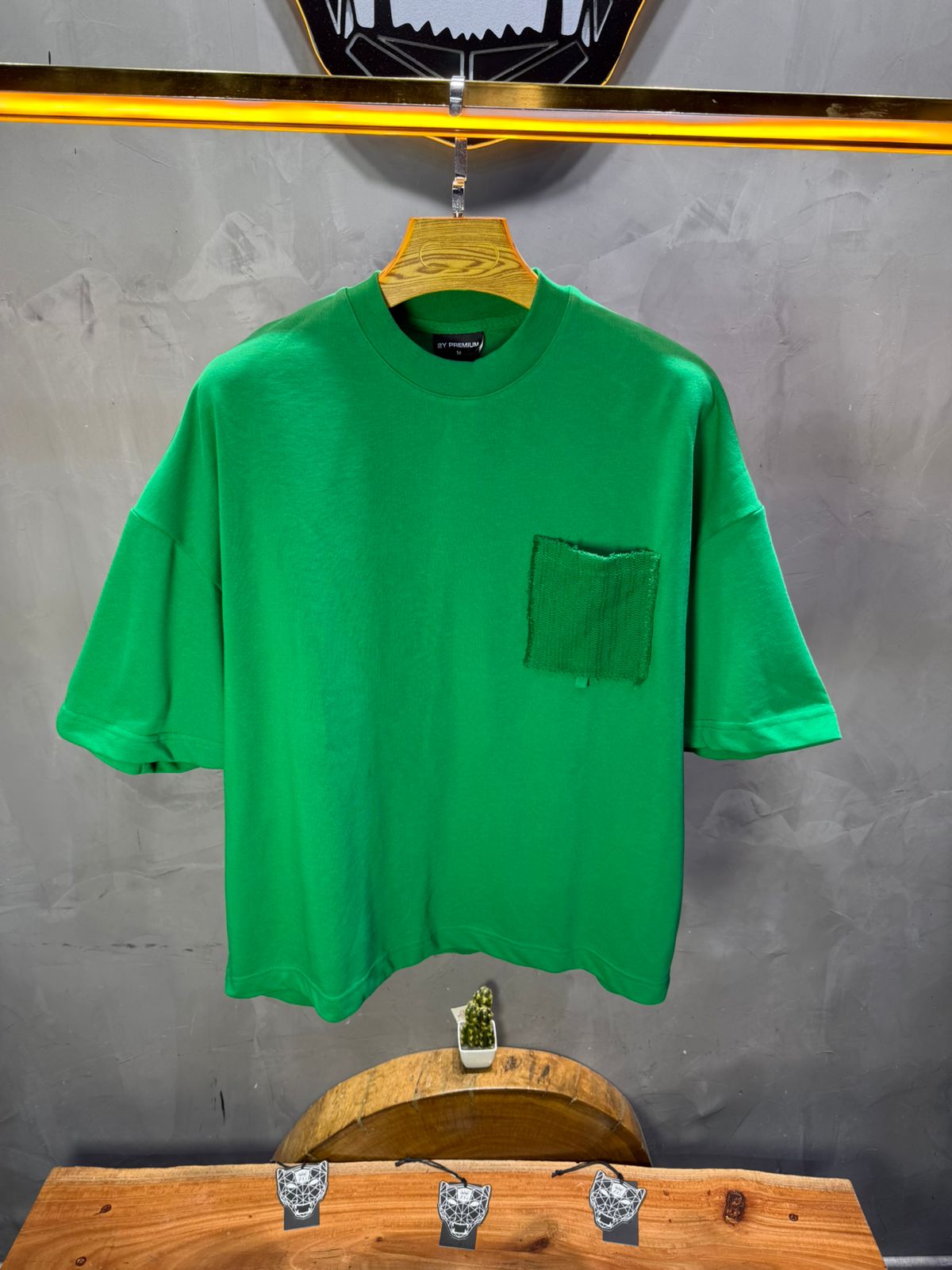 T-Shirt Oversize vert – Poche Denim AJ6368 - ZG PREMIUM