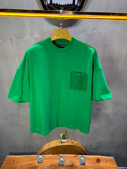 T-Shirt Oversize vert – Poche Denim AJ6368 - ZG PREMIUM