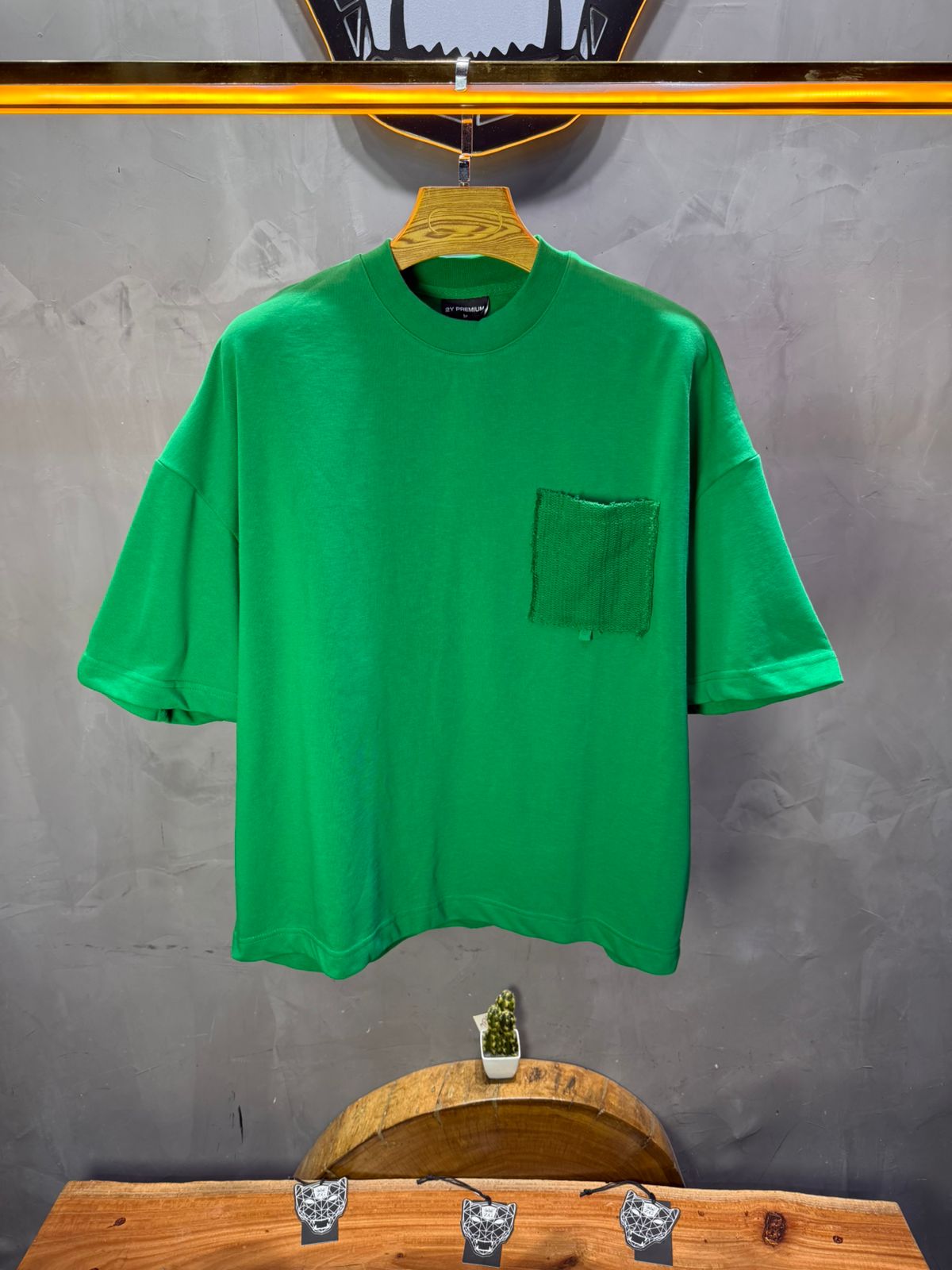 T-Shirt Oversize vert – Poche Denim AJ6368 - ZG PREMIUM