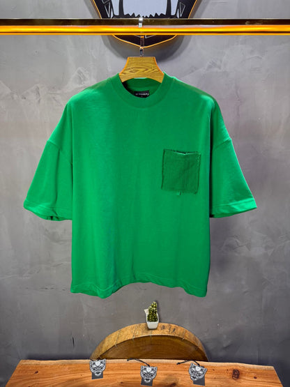 T-Shirt Oversize vert – Poche Denim AJ6368 - ZG PREMIUM