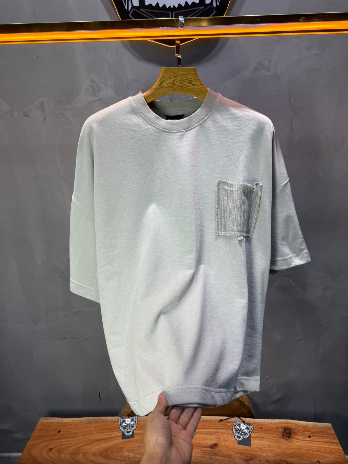 T-Shirt Oversize gris – Poche Denim AJ6368 - ZG PREMIUM