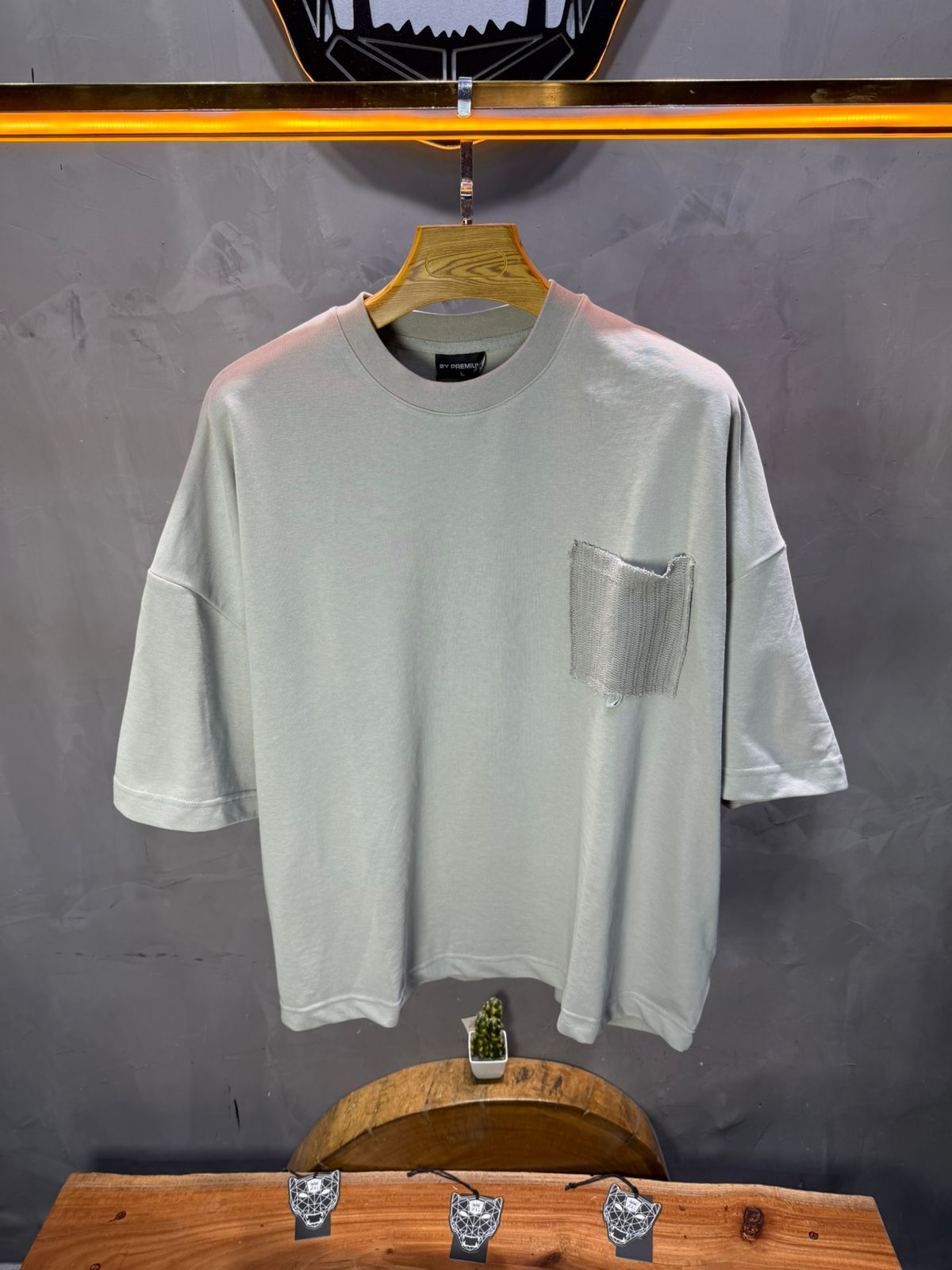 T-Shirt Oversize gris – Poche Denim AJ6368 - ZG PREMIUM
