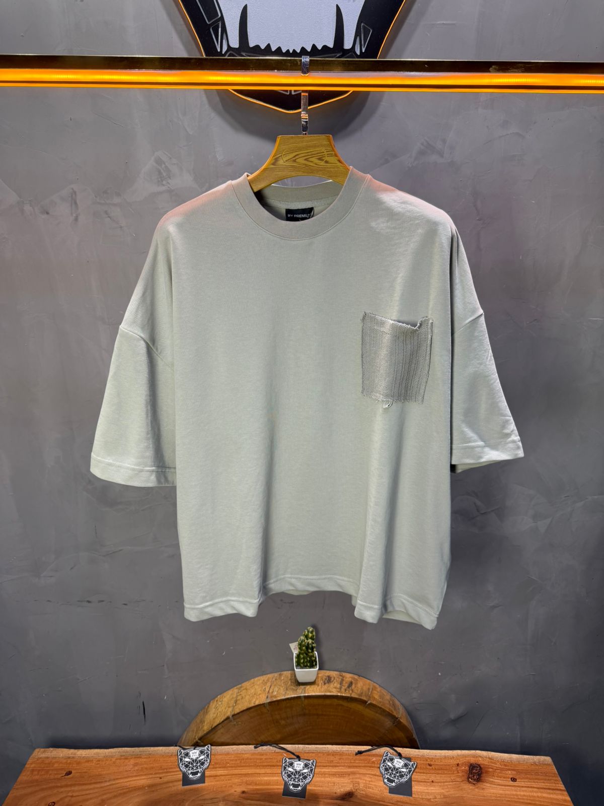 T-Shirt Oversize gris – Poche Denim AJ6368 - ZG PREMIUM
