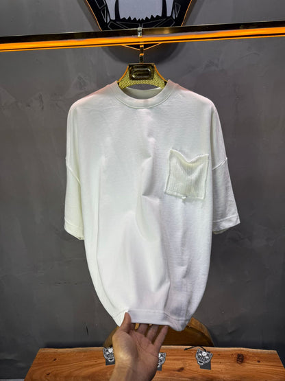 T-Shirt Oversize blanc – Poche Denim AJ6368 - ZG PREMIUM