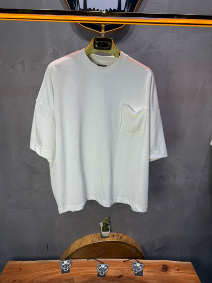 T-Shirt Oversize blanc – Poche Denim AJ6368 - ZG PREMIUM