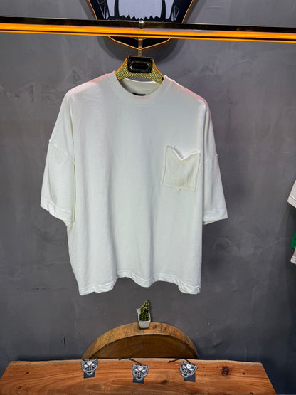 T-Shirt Oversize blanc – Poche Denim AJ6368 - ZG PREMIUM