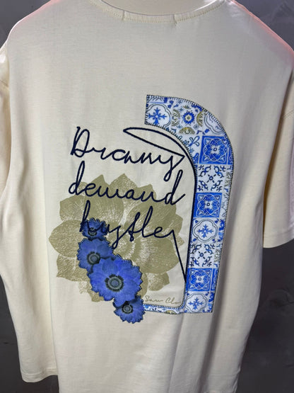 T-shirt Oversize beige – Dreamy Demand Hustler 5103 - ZG PREMIUM