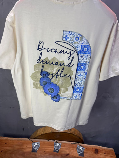 T-shirt Oversize beige – Dreamy Demand Hustler 5103 - ZG PREMIUM