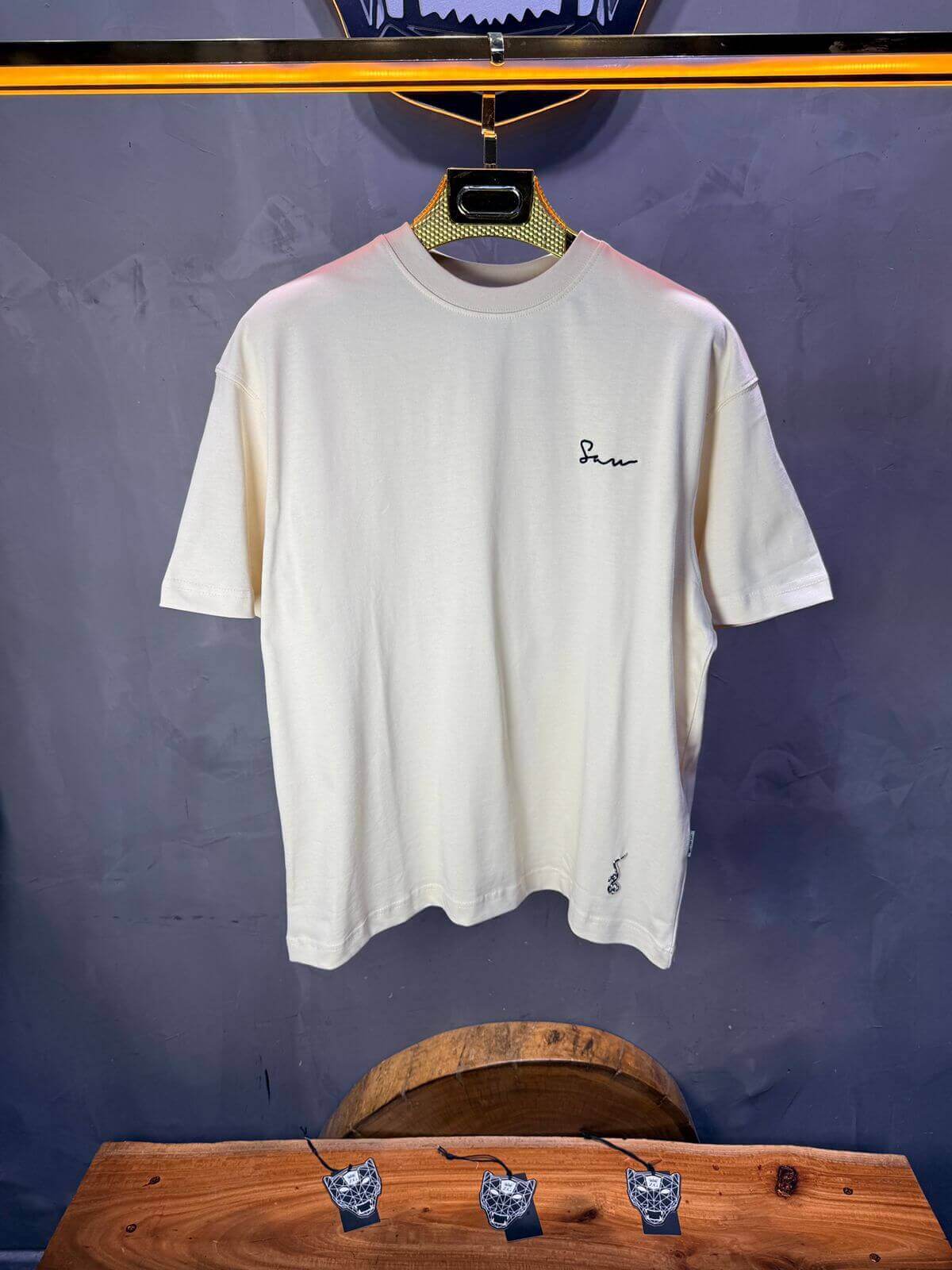T-Shirt Oversize Beige — Illustration Peintre & Citation Poétique 5097
