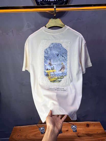 T-Shirt Oversize Beige — Illustration Peintre & Citation Poétique 5097