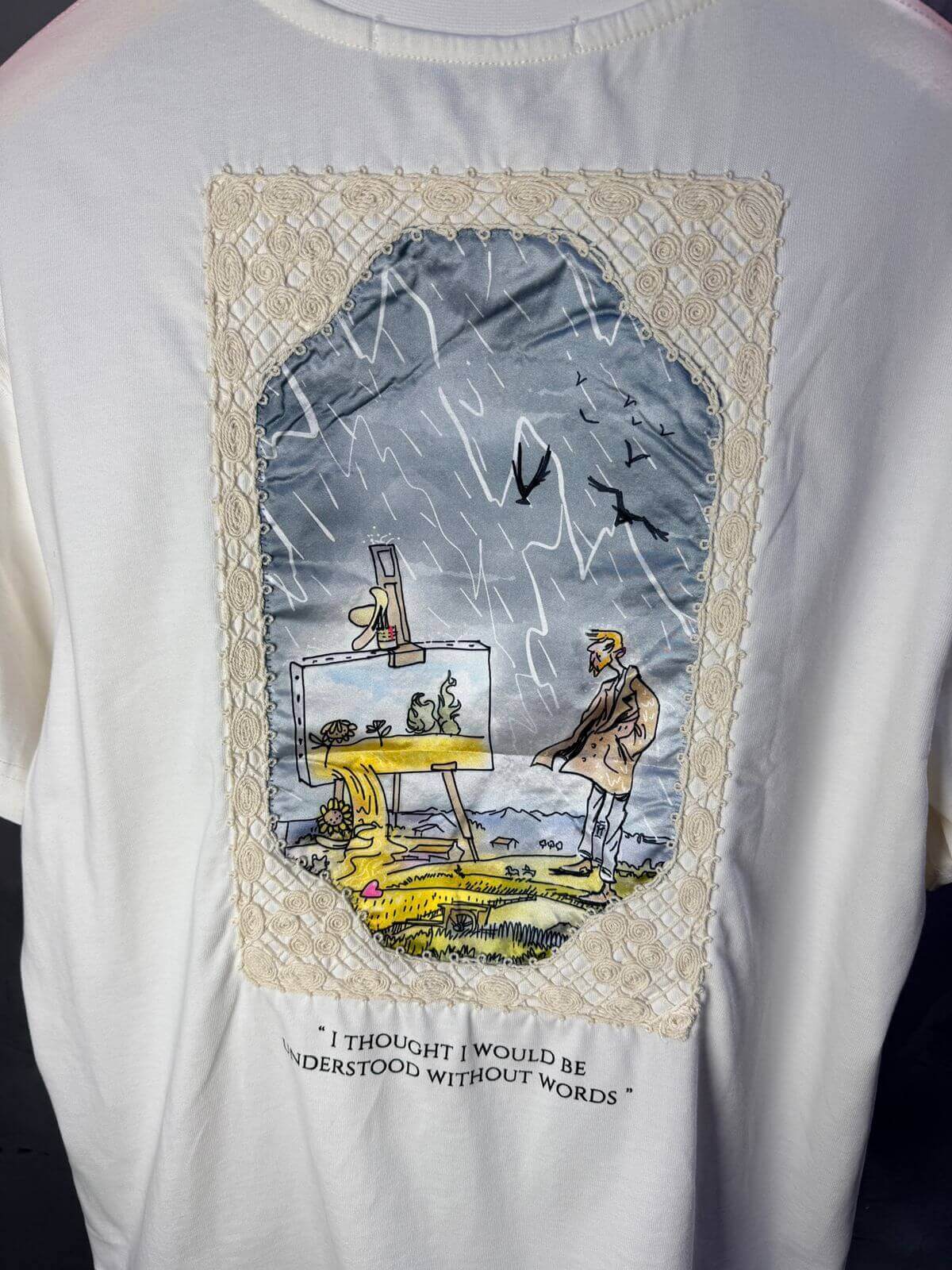 T-Shirt Oversize Blanc — Illustration Peintre & Citation Poétique 5097