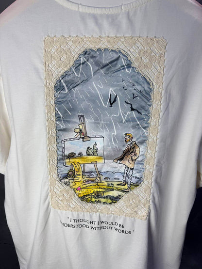 T-Shirt Oversize Blanc — Illustration Peintre & Citation Poétique 5097