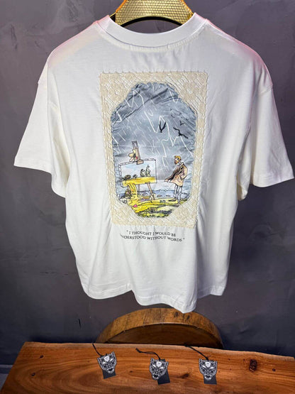 T-Shirt Oversize Blanc — Illustration Peintre & Citation Poétique 5097