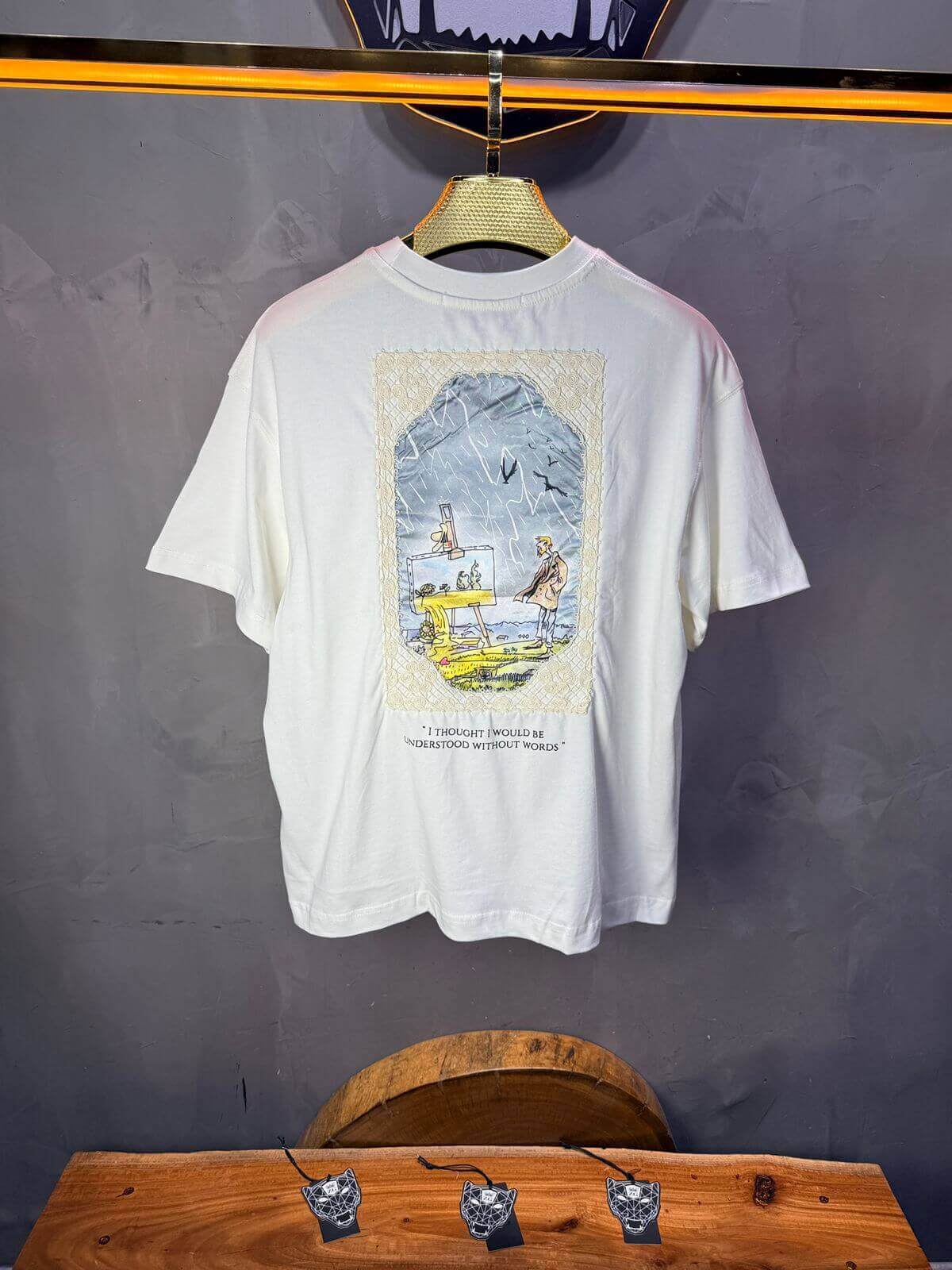 T-Shirt Oversize Blanc — Illustration Peintre & Citation Poétique 5097