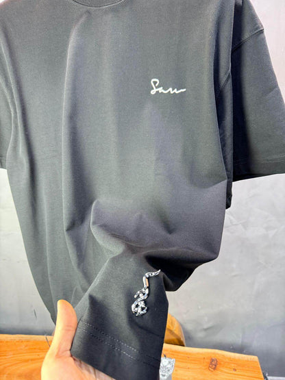 T-Shirt Oversize Noir — Illustration Peintre & Citation Poétique 5097