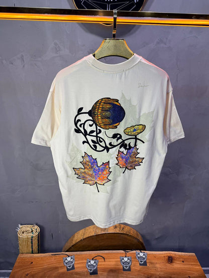 T-Shirt Oversize Beige Feuille d'Érable 5118