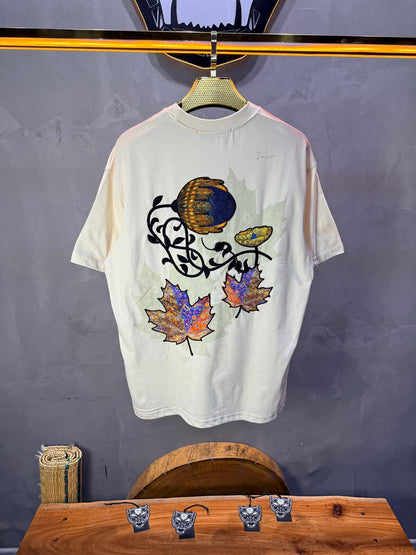 T-Shirt Oversize Beige Feuille d'Érable 5118