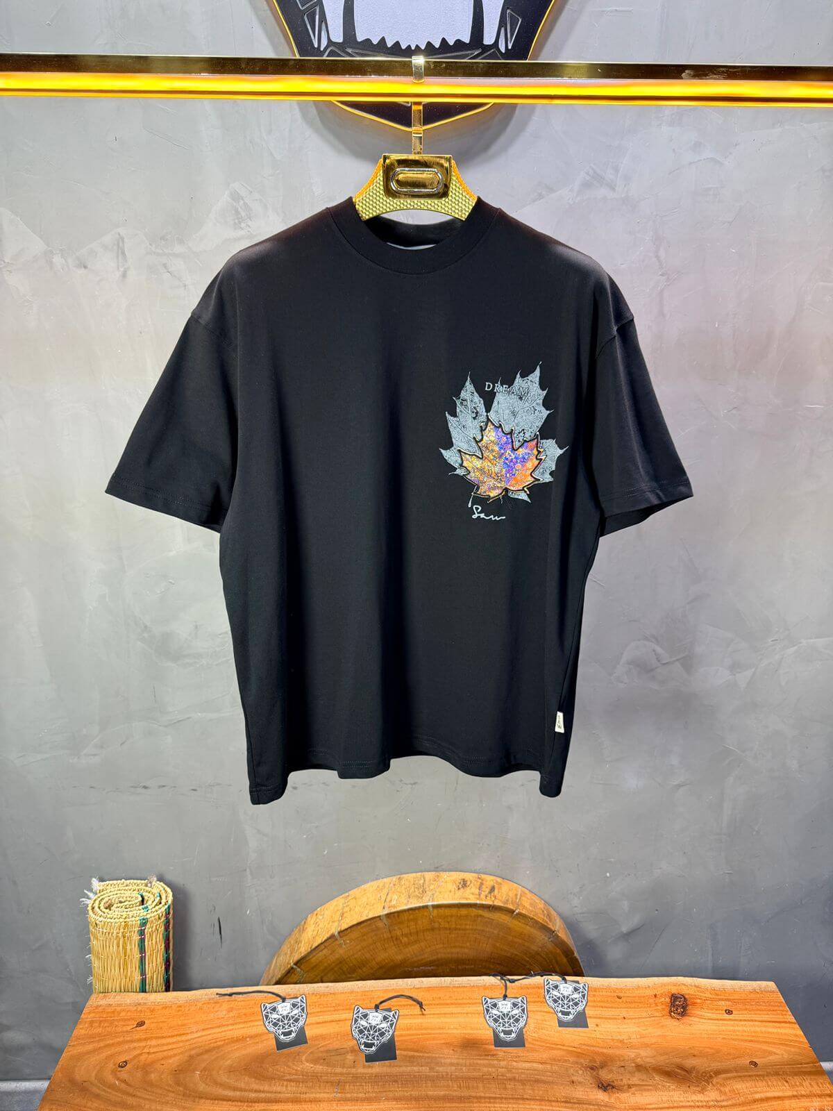 T-Shirt Oversize Noir Feuille d'Érable 5118