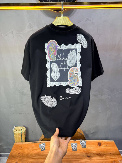 T-Shirt Oversize Noir Paisley "I Learned and Changed" 5109