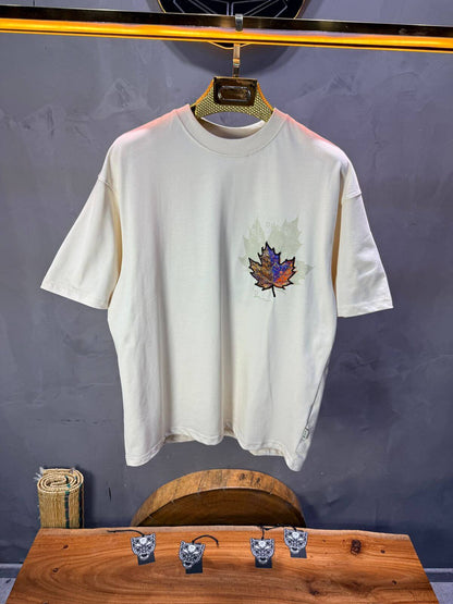 T-Shirt Oversize Beige Feuille d'Érable 5118