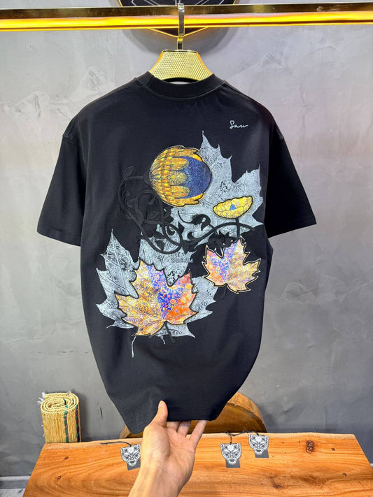 T-Shirt Oversize Noir Feuille d'Érable 5118