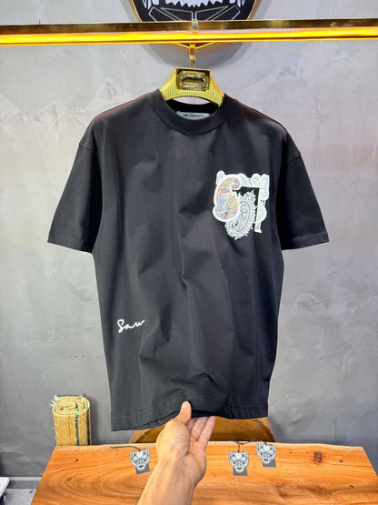 T-Shirt Oversize Noir Paisley "I Learned and Changed" 5109