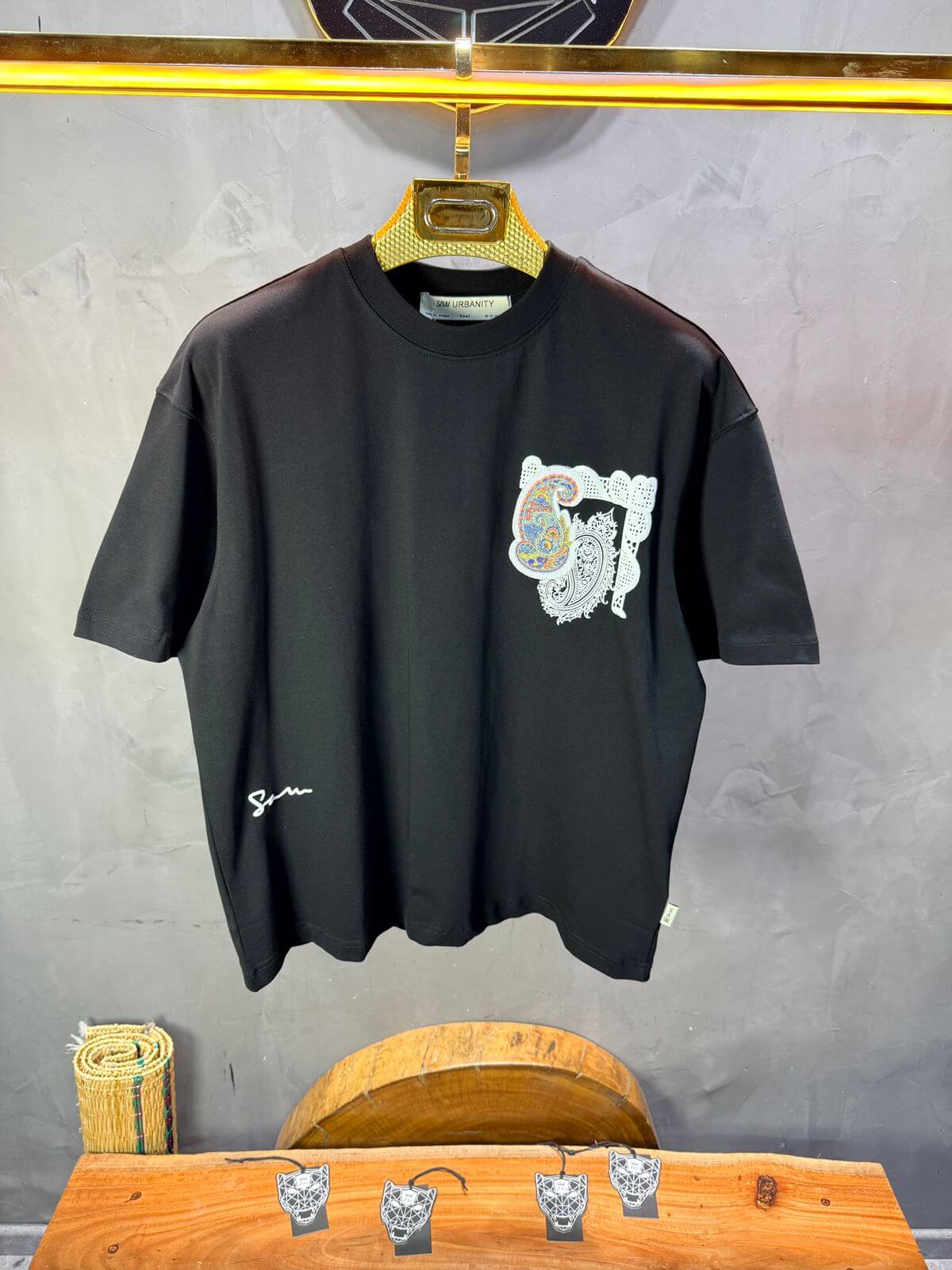 T-Shirt Oversize Noir Paisley "I Learned and Changed" 5109