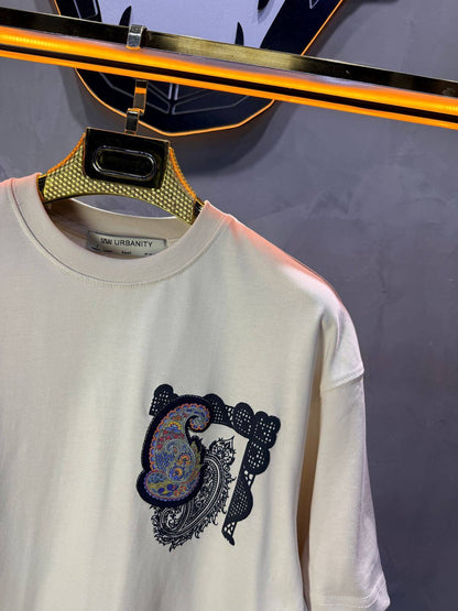 T-Shirt Oversize Beige Paisley "I Learned and Changed" 5109