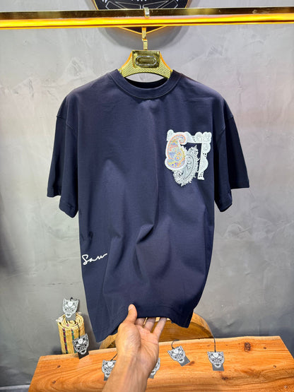 T-Shirt Oversize blue Paisley "I Learned and Changed" 5109
