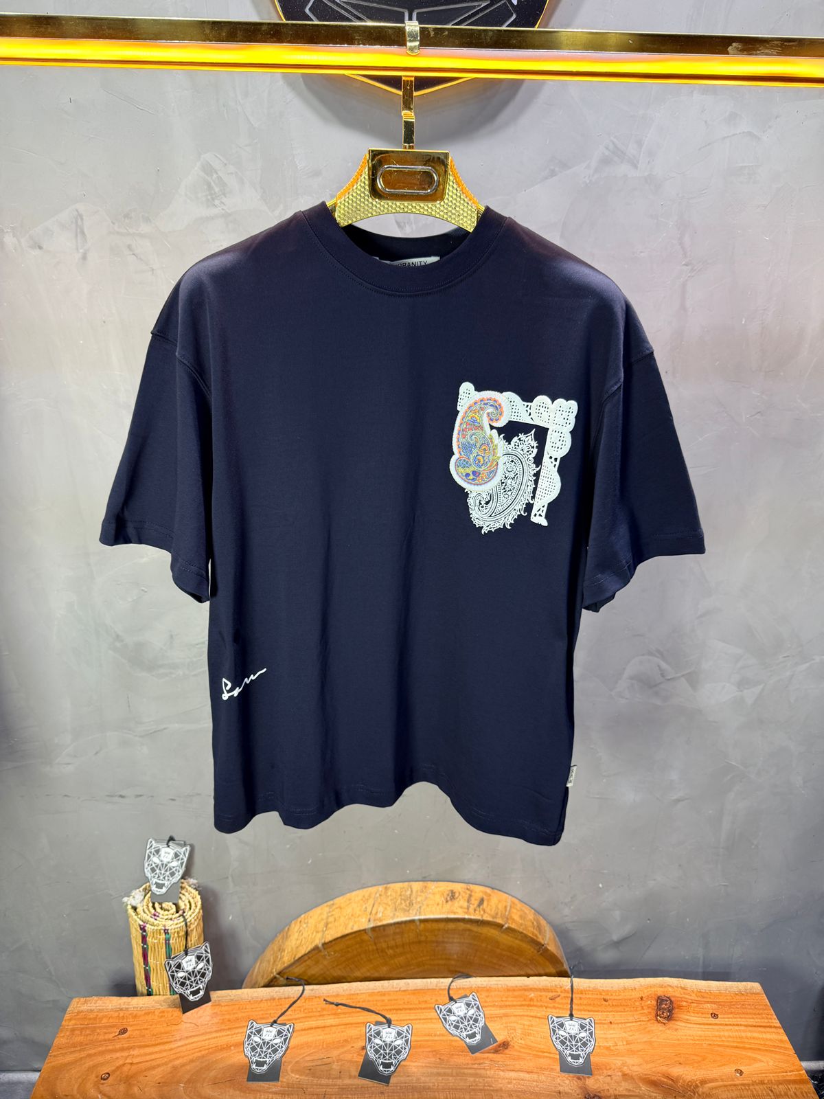 T-Shirt Oversize blue Paisley "I Learned and Changed" 5109