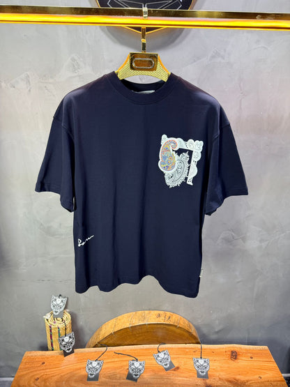 T-Shirt Oversize blue Paisley "I Learned and Changed" 5109