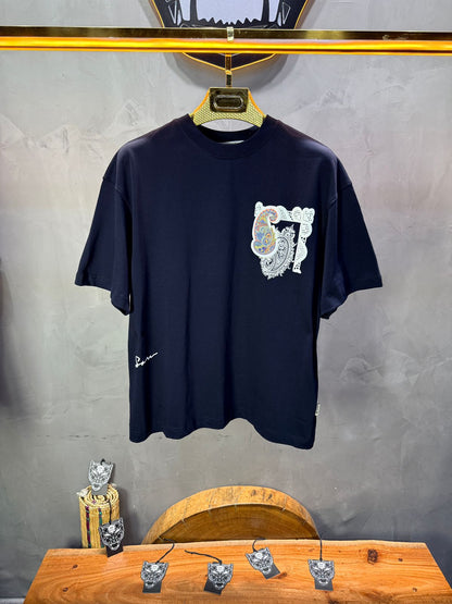 T-Shirt Oversize blue Paisley "I Learned and Changed" 5109