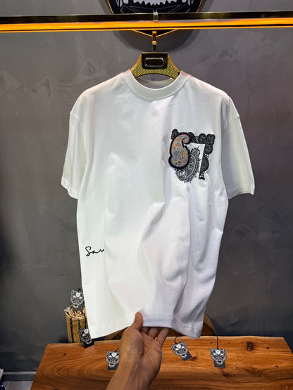 T-Shirt Oversize Blanc Paisley "I Learned and Changed" 5109