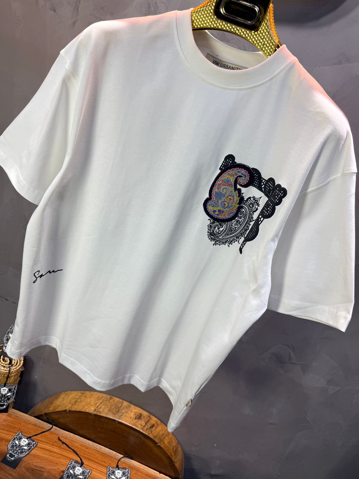 T-Shirt Oversize Blanc Paisley "I Learned and Changed" 5109