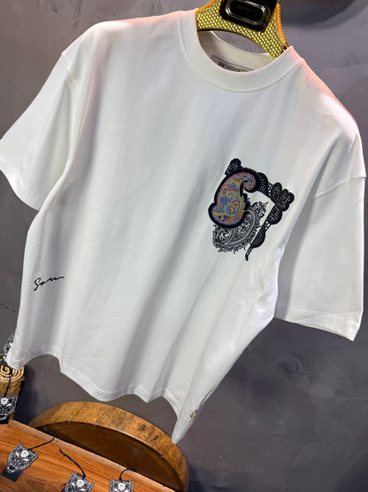 T-Shirt Oversize Blanc Paisley "I Learned and Changed" 5109