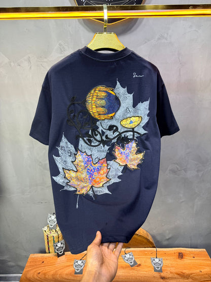 T-Shirt Oversize Navy Blue Feuille d'Érable 5118