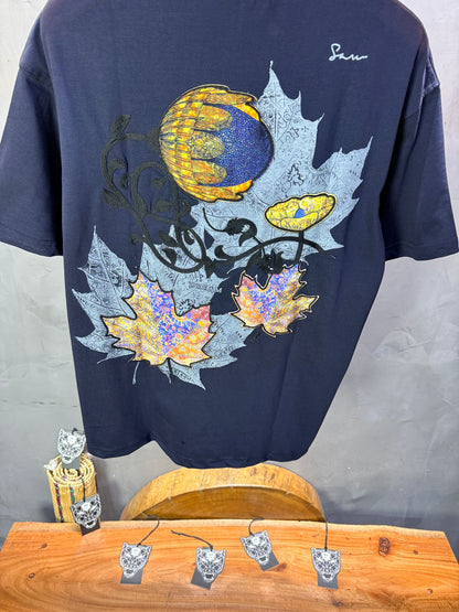 T-Shirt Oversize Navy Blue Feuille d'Érable 5118