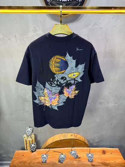 T-Shirt Oversize Navy Blue Feuille d'Érable 5118