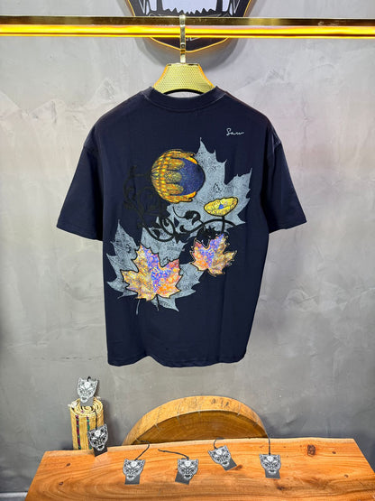 T-Shirt Oversize Navy Blue Feuille d'Érable 5118
