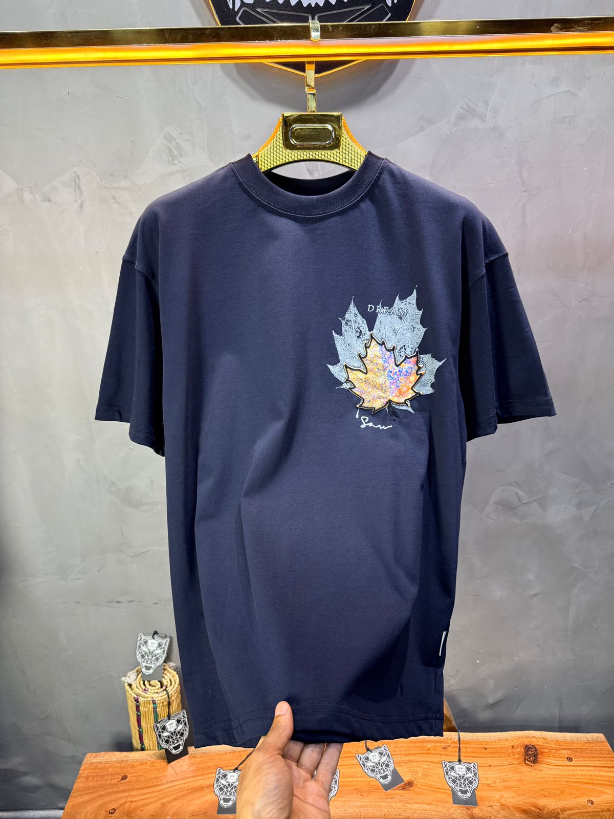 T-Shirt Oversize Navy Blue Feuille d'Érable 5118