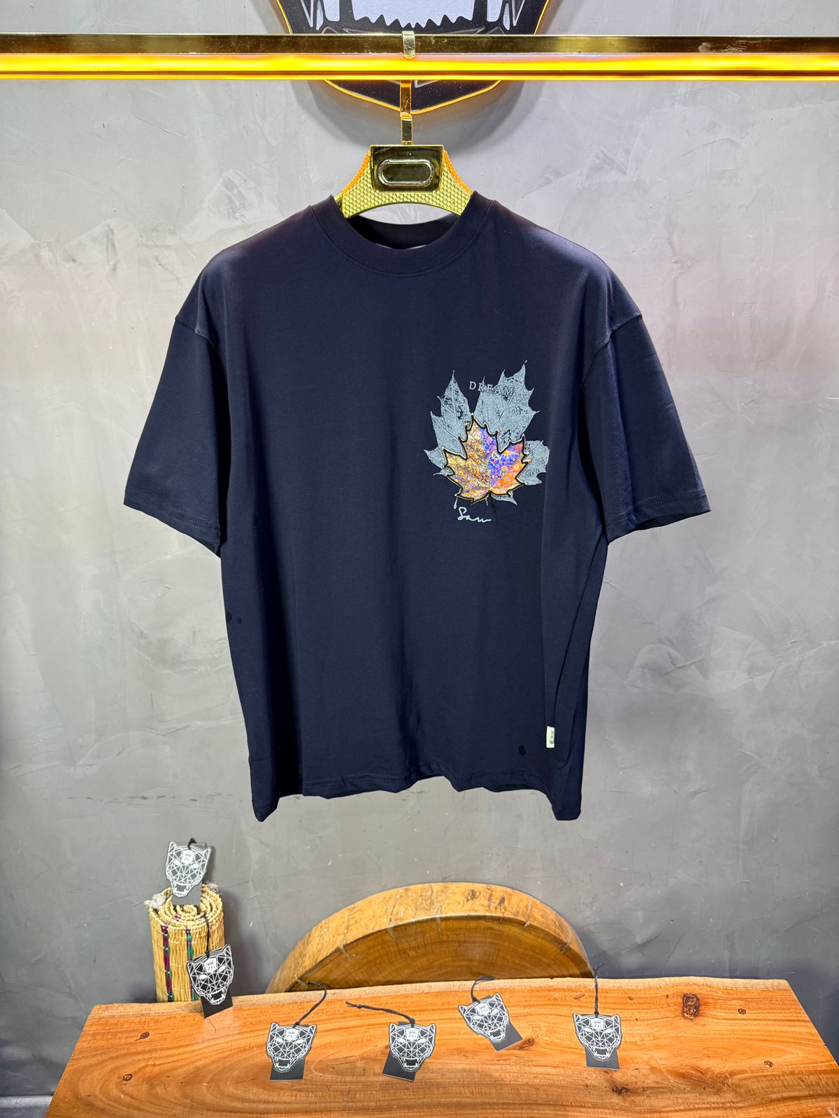 T-Shirt Oversize Navy Blue Feuille d'Érable 5118