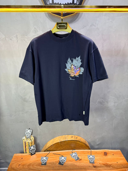 T-Shirt Oversize Navy Blue Feuille d'Érable 5118
