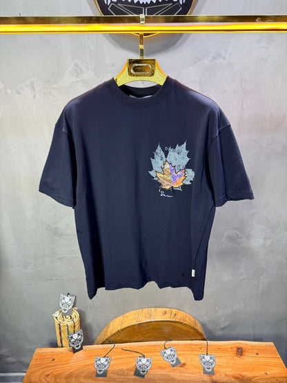 T-Shirt Oversize Navy Blue Feuille d'Érable 5118