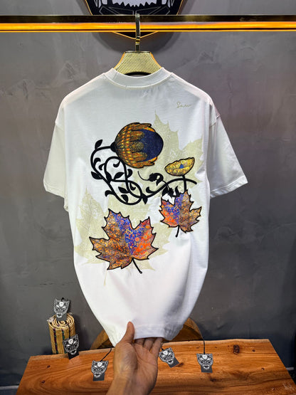 T-Shirt Oversize Blanc Feuille d'Érable 5118