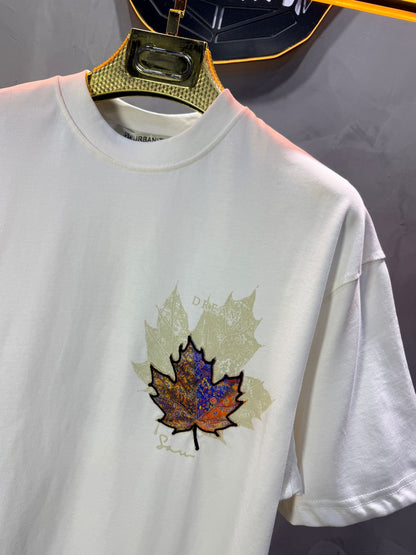 T-Shirt Oversize Blanc Feuille d'Érable 5118